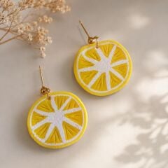 Sarı Limon Polimer Kil Küpe | El Yapımı Limon Küpe
